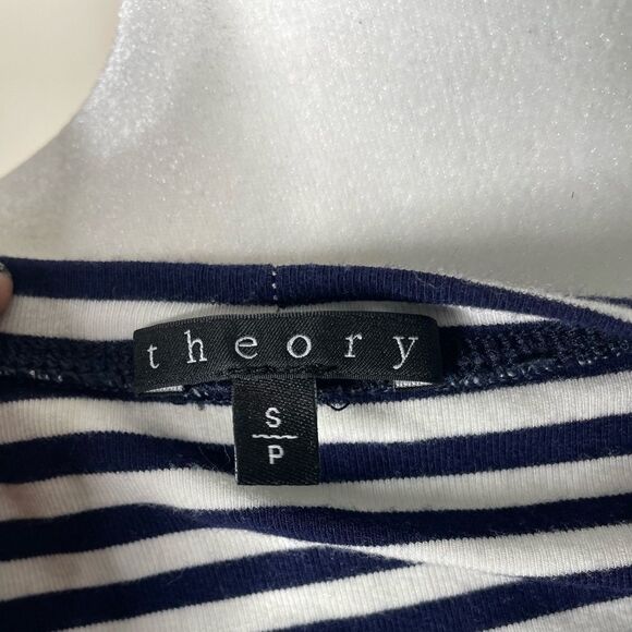 Theory Erossa Striped Long Sleeve Knit Stretch Top Size Small - Picture 6 of 9
